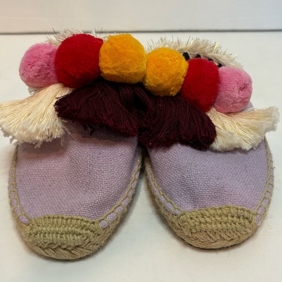 Soludos Lilac Pom Fringe Mule Espadrilles 7 - Picture 3 of 9